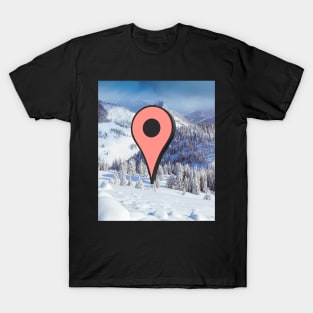 Wish I was there (google marker snowy mountain) T-Shirt